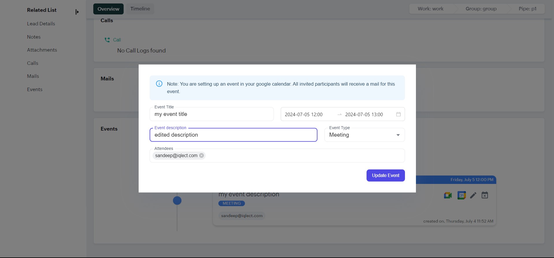 Click on crm settings - BangDB